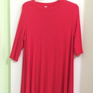 Red orange dress elbow sleeves